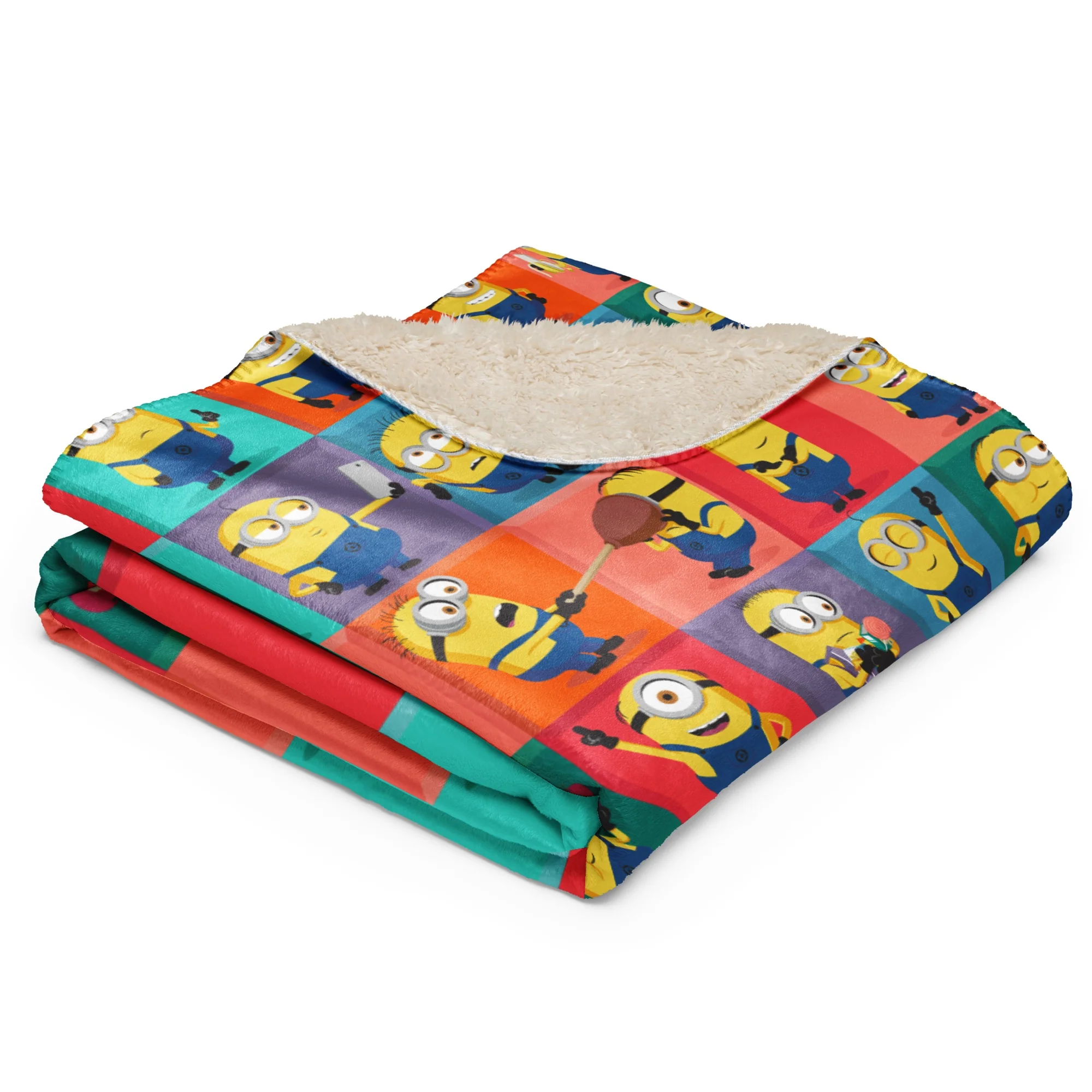 Despicable Me 4 Minion Pattern Sherpa Blanket - Image 8
