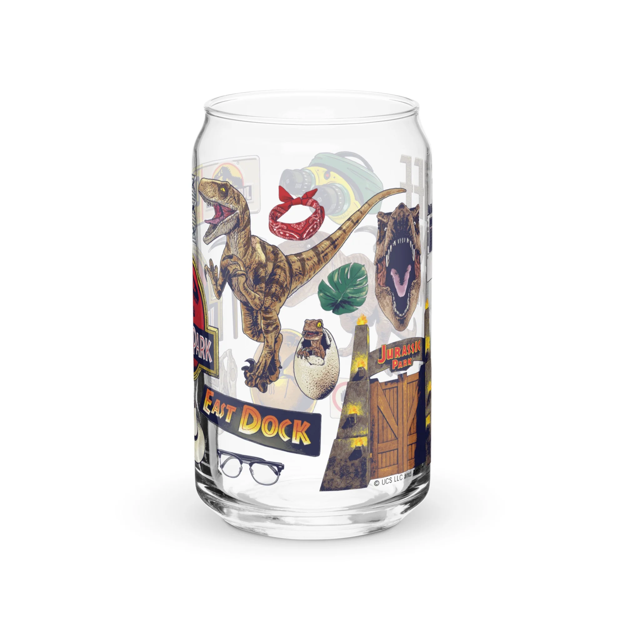 Jurassic Park Icon Collage Can Shaped Glass - Image 2