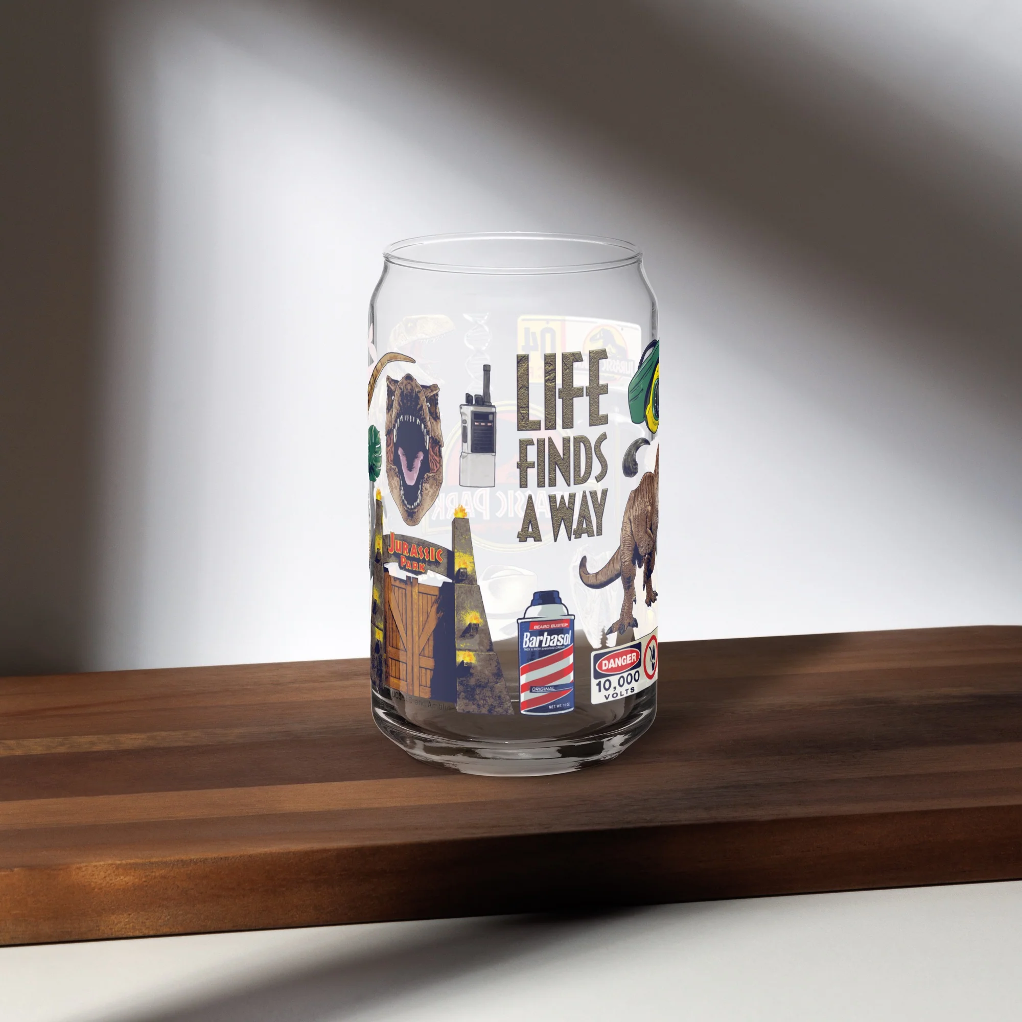 Jurassic Park Icon Collage Can Shaped Glass - Image 6