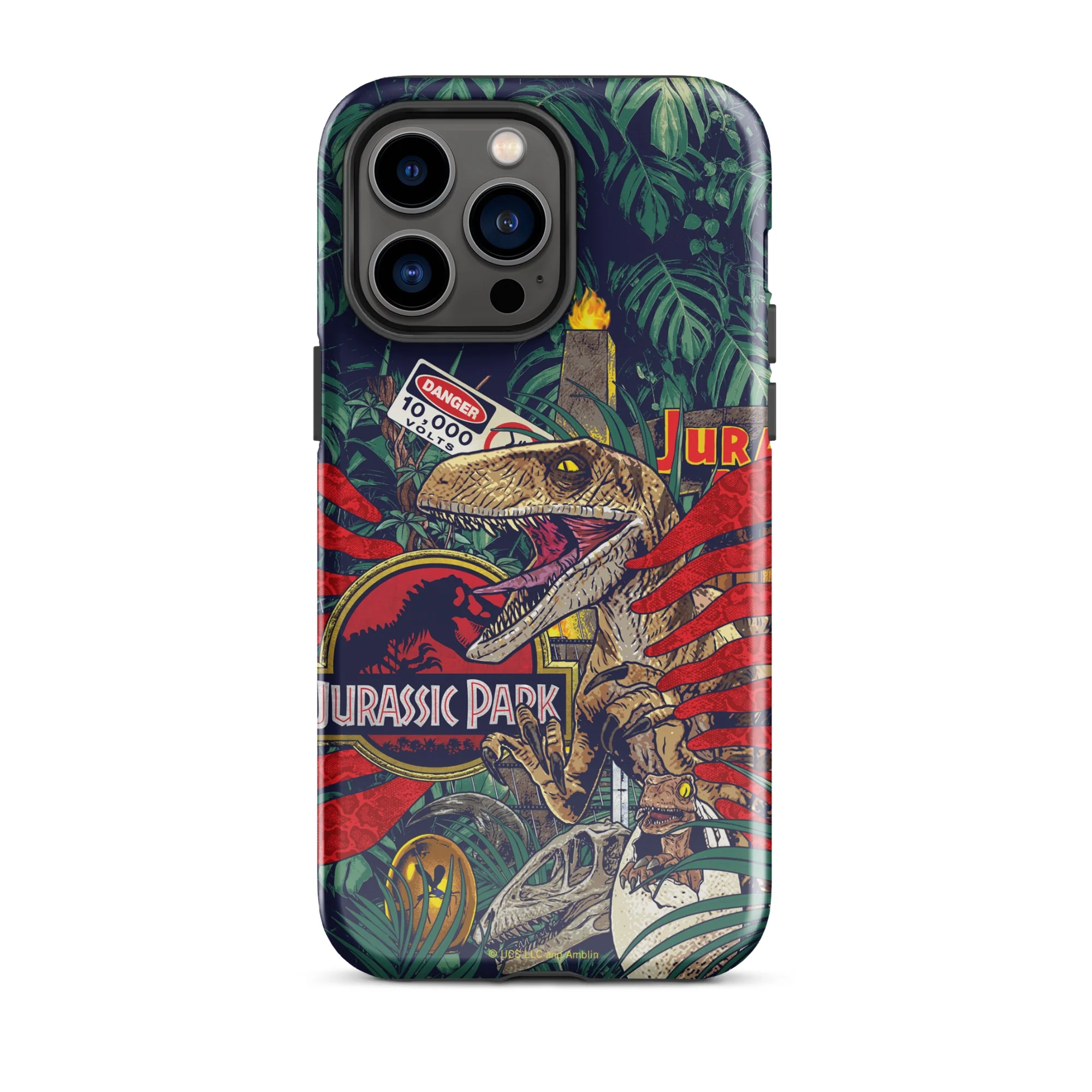Jurassic Park Jungle Collage iPhone Tough Phone Case - Image 11