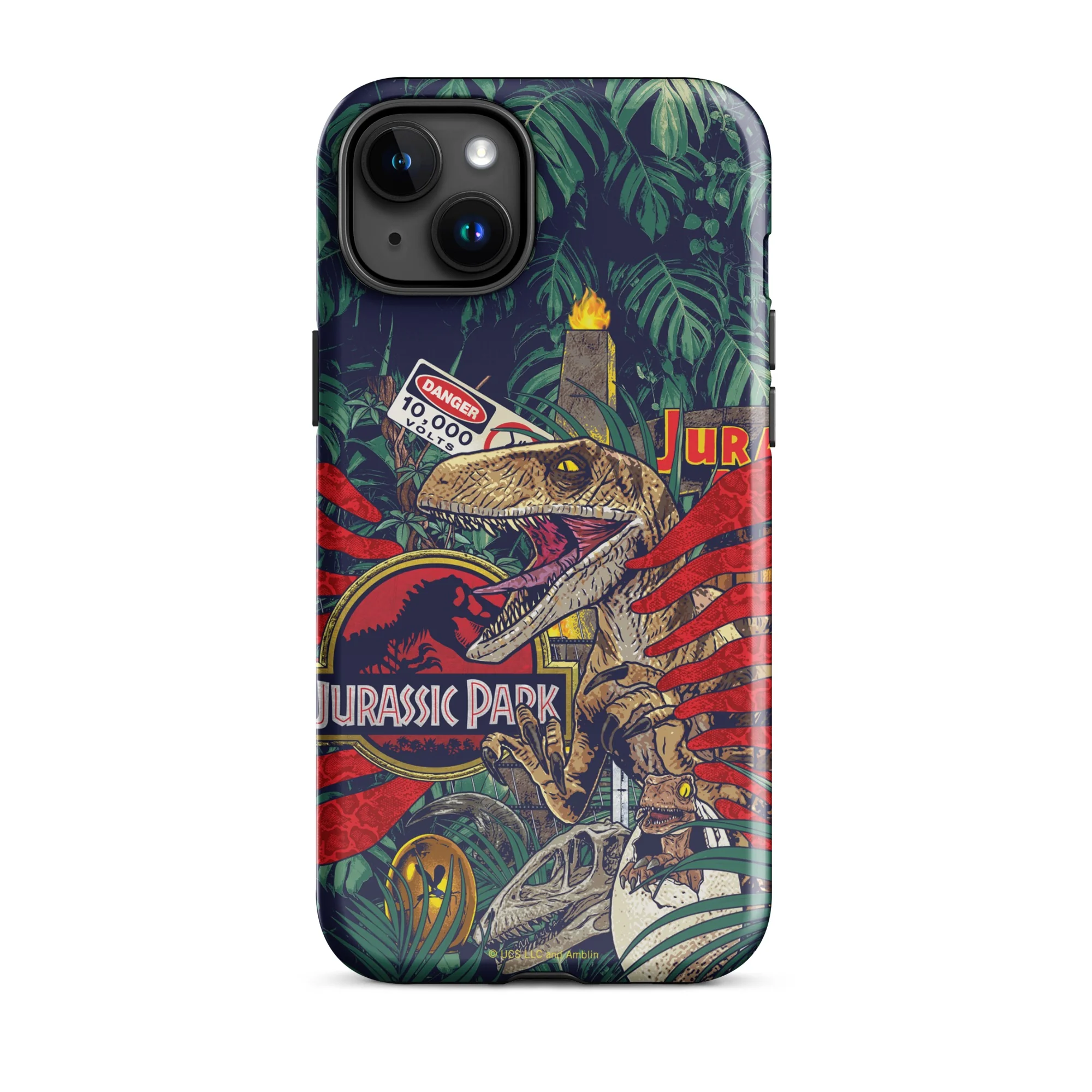 Jurassic Park Jungle Collage iPhone Tough Phone Case - Image 9